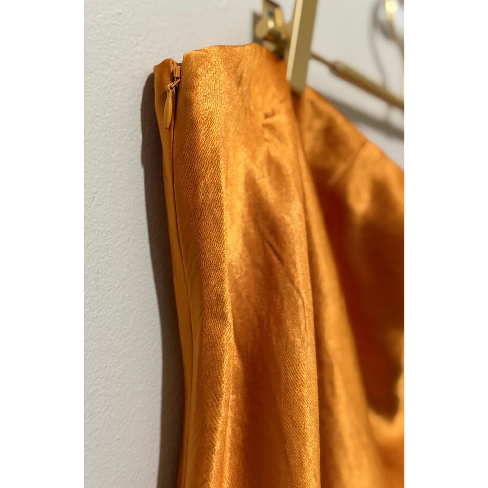 Vince Satin Midi Slip Skirt Gold Sap Orange 1X Luxurious Chic Classy - Picture 9 of 14